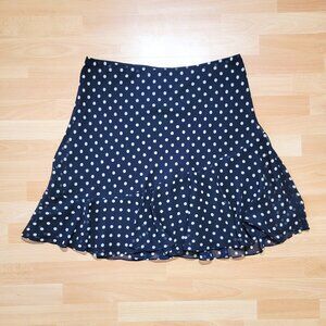 Chaps Navy Blue Polka Dot A-Line Skirt